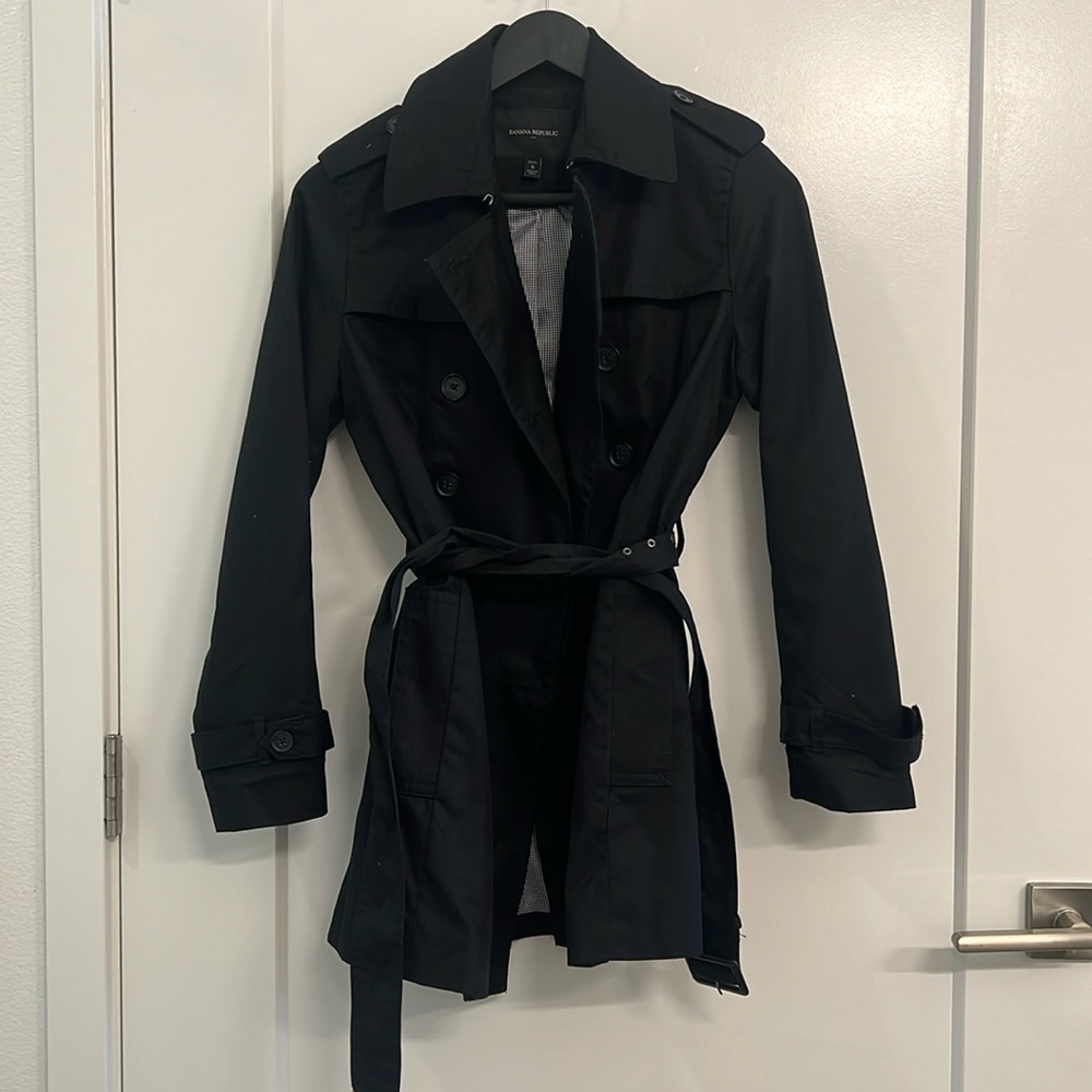 Petite, Banana Republic - Trench Coat - Black